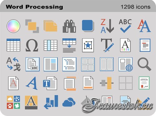 Word Processing Set - Pure Flat Toolbar Stock Icons