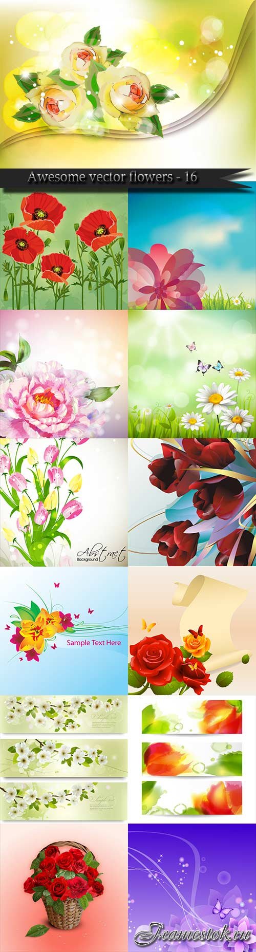 Awesome vector flowers - 16