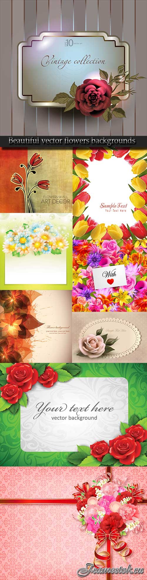 Beautiful vector flowers backgrounds