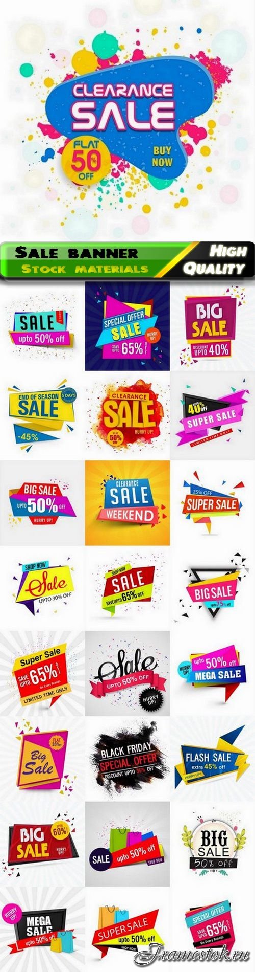 Creative abstract paper sale banner and discount cards 25 Eps