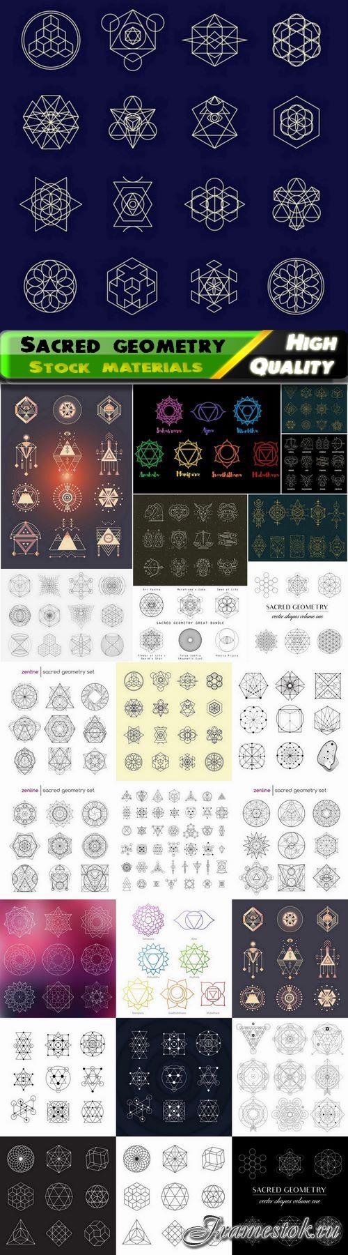 Sacred geometry shape and religion figures sign and symbol 2 25 Eps