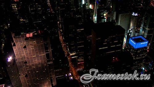 Aerial Night Shot Panning Past New York Ge Building