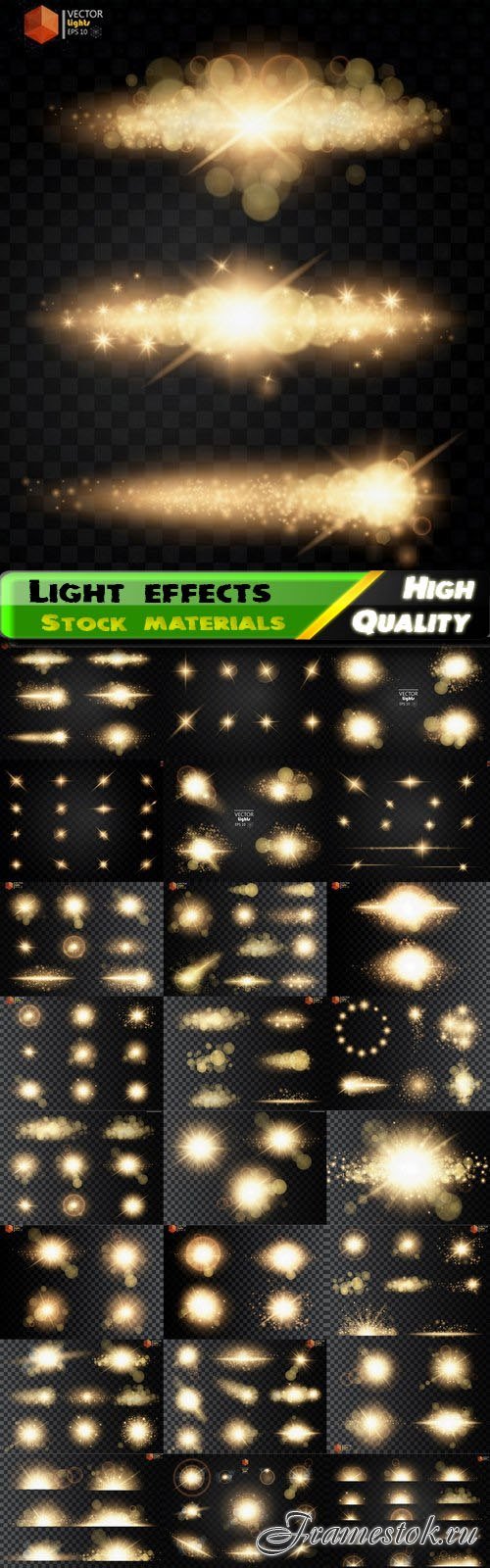 Gloving light effects ray shining star sun particles and sparks 25 Eps