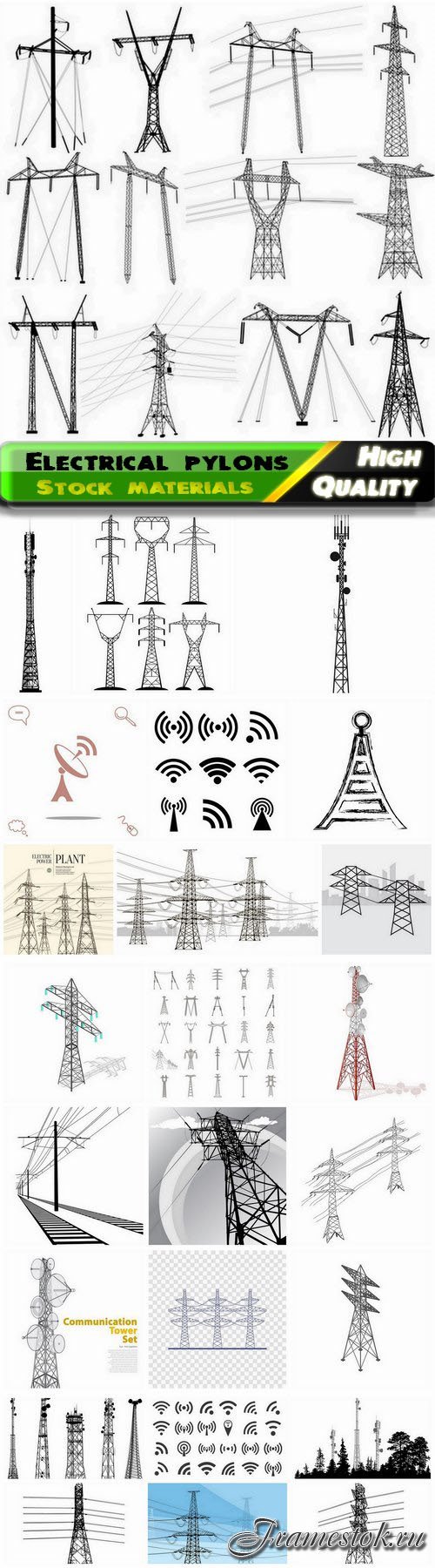 Electrical pylons and antenna communication tower 25 Eps