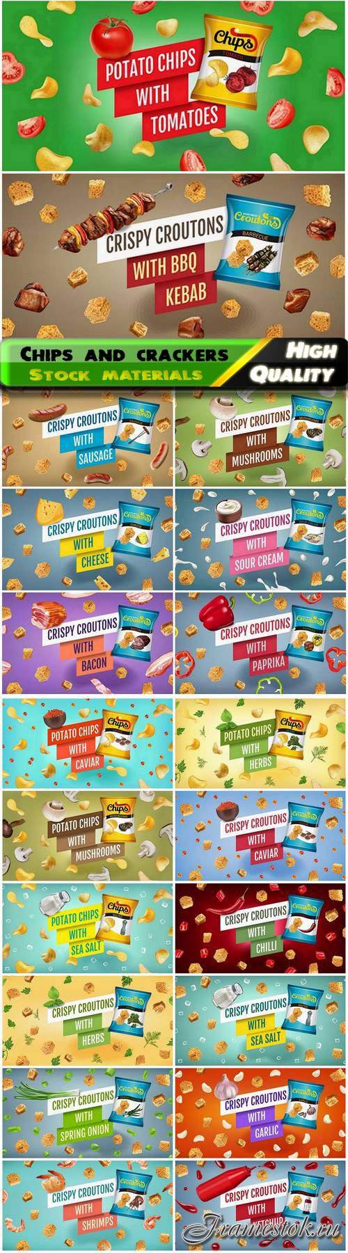 Chips and crackers with different fillings fast food 20 Eps