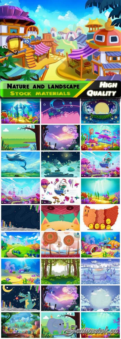 Cartoon nature and landscape game decoration concept 29 HQ Jpg