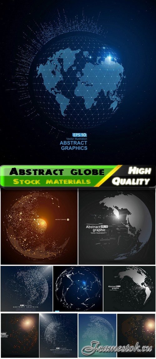 Abstract globe with world map science and technology concept 10 Eps
