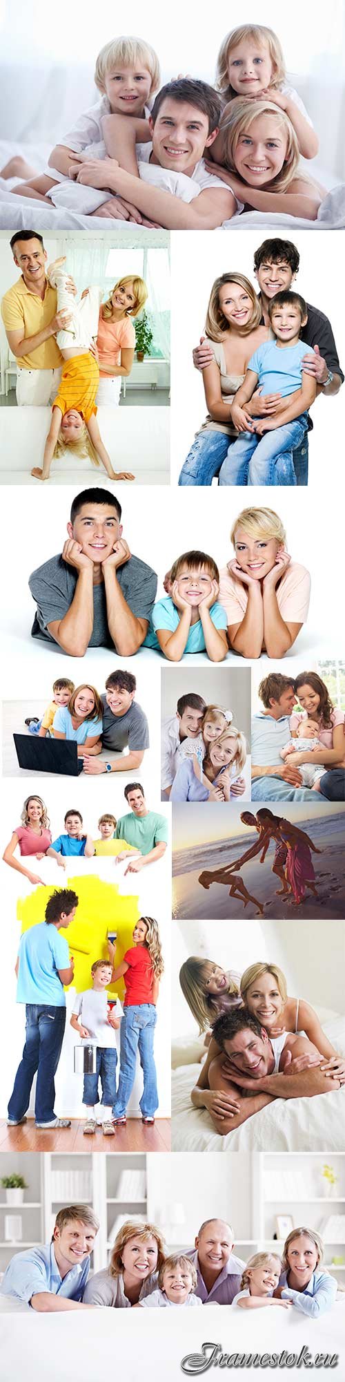 Young happy family of raster graphics - 2