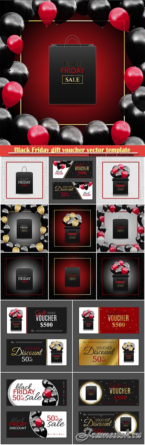 Black Friday gift voucher vector template, discount coupon, discount background