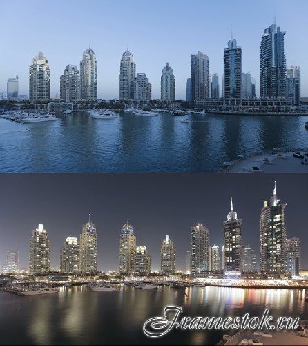 Dusk to night time lapse transition of dubai marina a modern development se