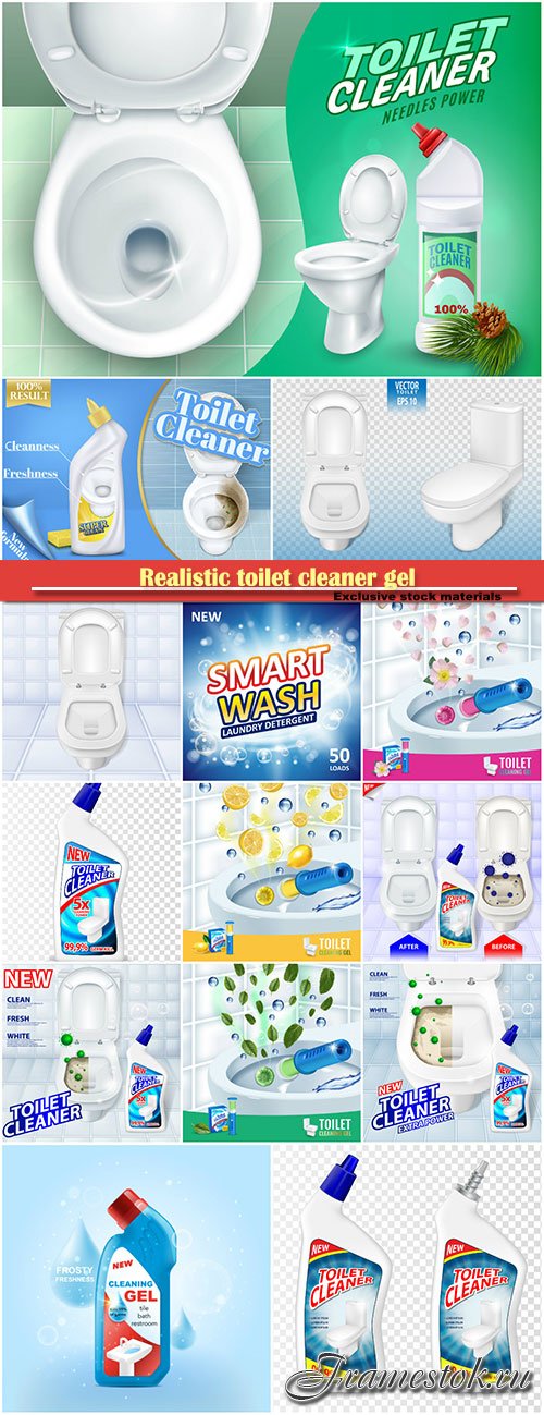 Realistic toilet cleaner gel plastic package in 3d vector illustration