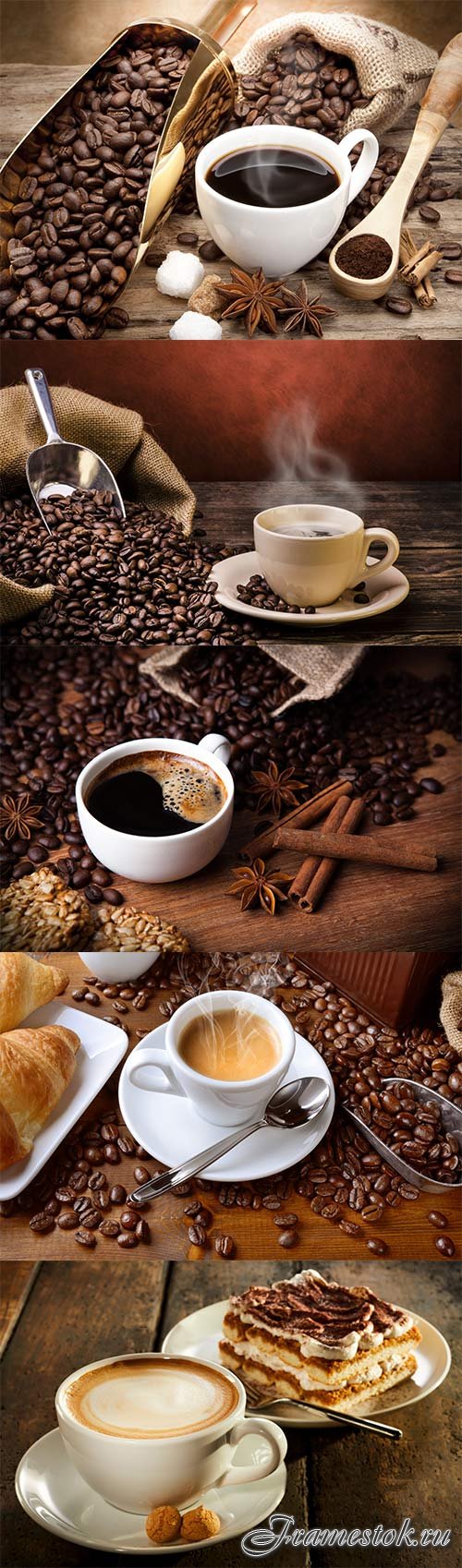 Cup of milk coffee and cinnamon sticks close up