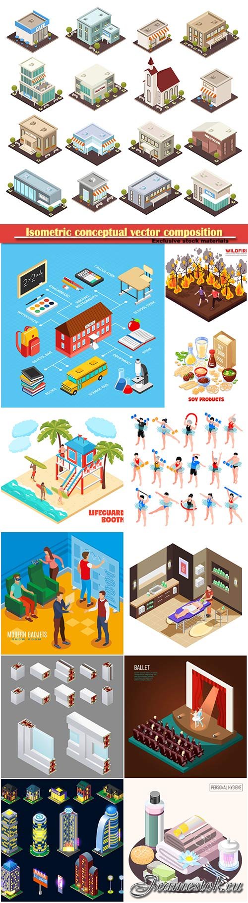Isometric conceptual vector composition, infographics template # 22