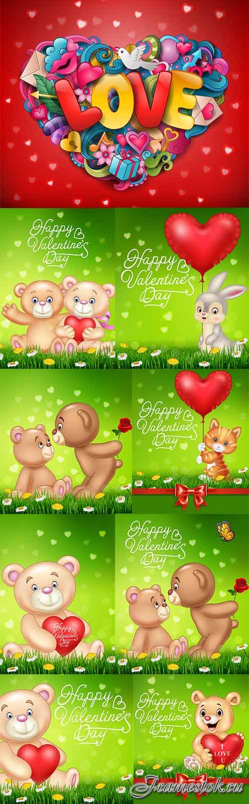       -   / Romantic backgrounds with bears - Vector Graphics