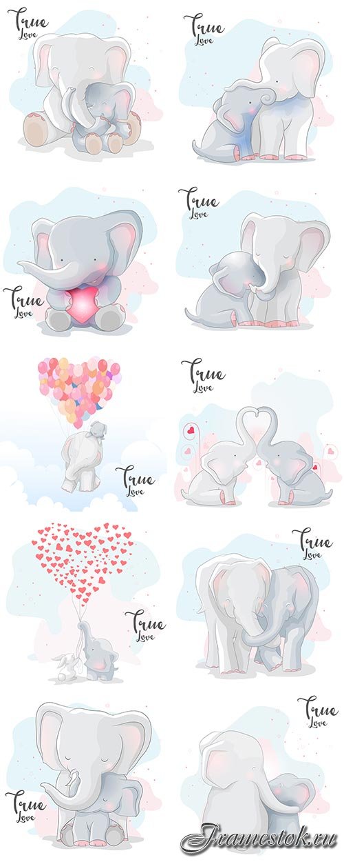       -   / Elephants in love - Vector Graphics