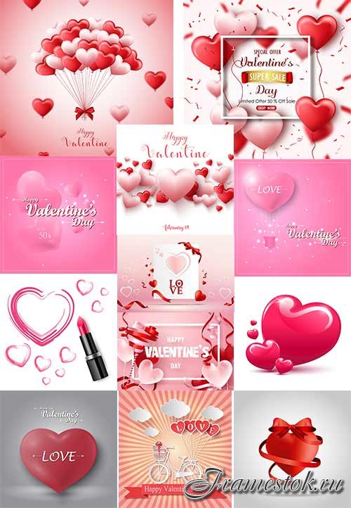      - 4 -   / Romantic heart backgrounds - 4 - Vector Graphics 