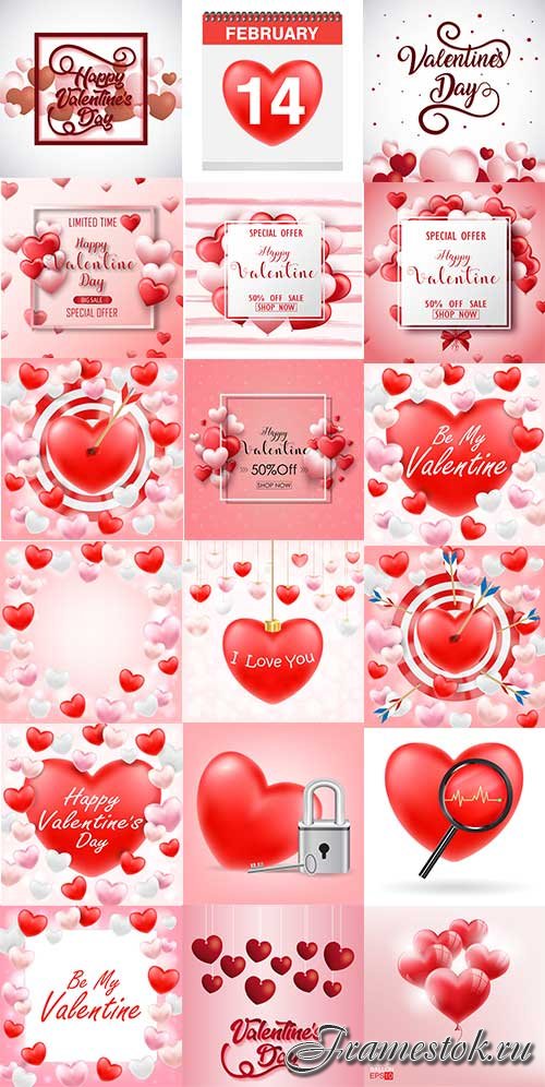       - 8 -   / Romantic heart backgrounds - 8 - Vector Graphics 