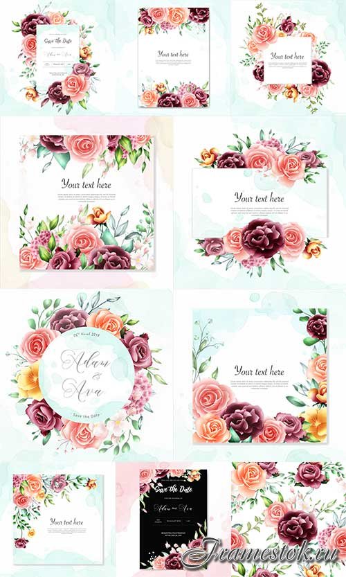     -   / Floral frame for invitations - Vector Graphics