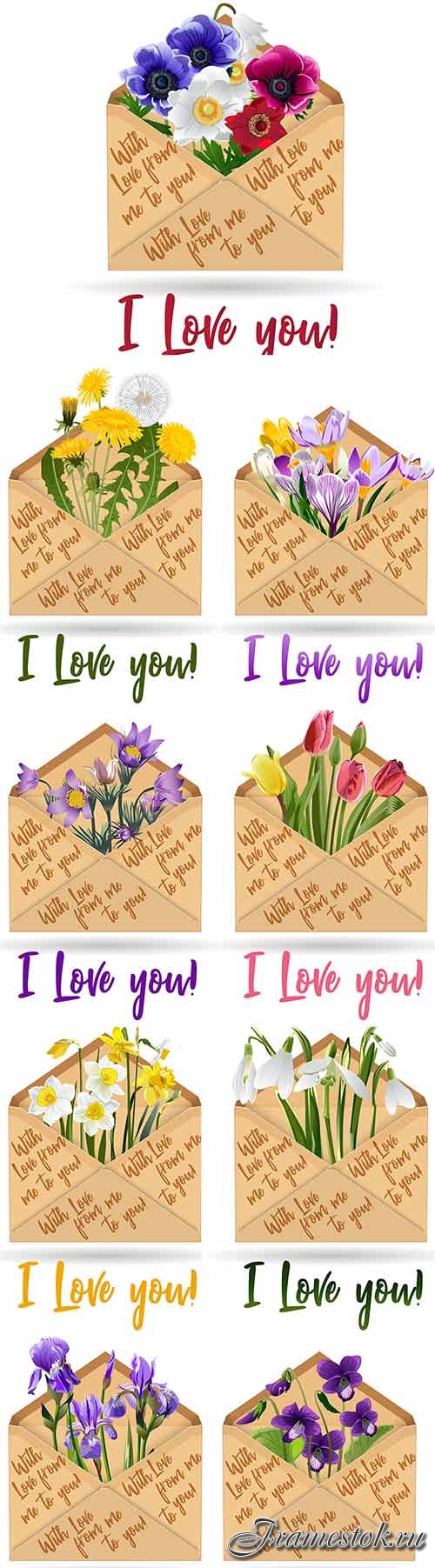     -   / Flowers in envelope - Vector Graphics