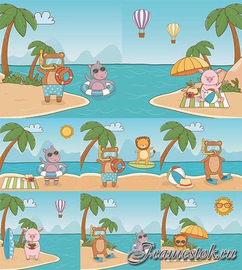      -   / Summer holidays animals - Vector Graphics