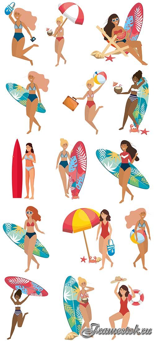    -   / Girls on the beach - Vector Graphics