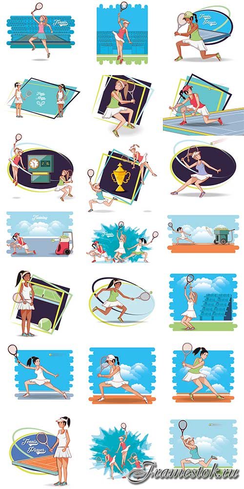       -   / Girl plays tennis - Vector Graphics