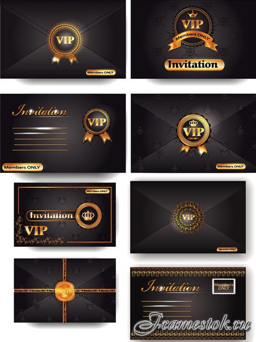VIP invitation envelope vector set