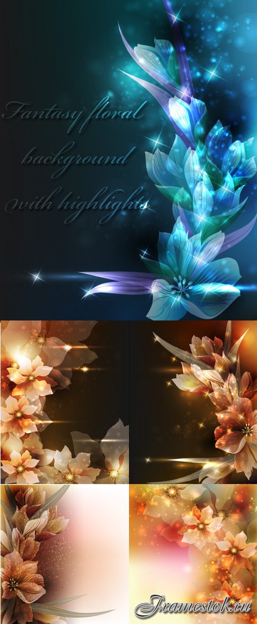 Fantasy floral background with highlights