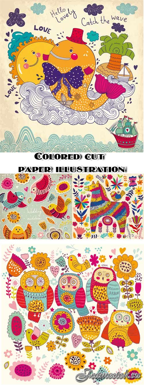 Colored cut paper illustration