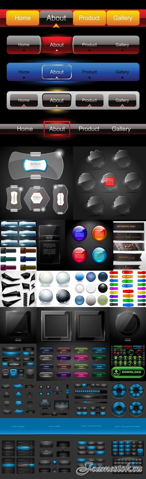 Web elements and buttons vector