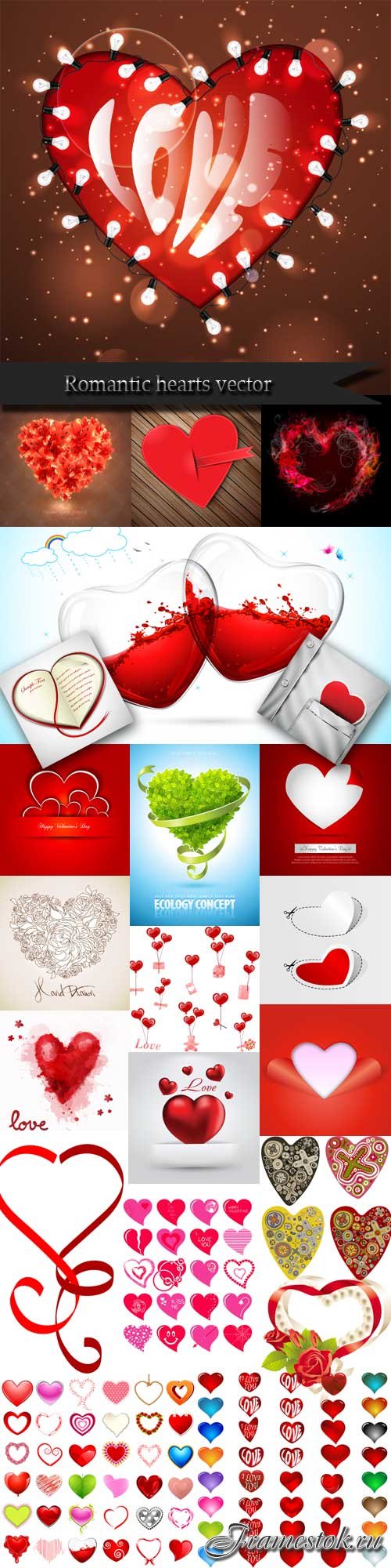 Romantic hearts vector