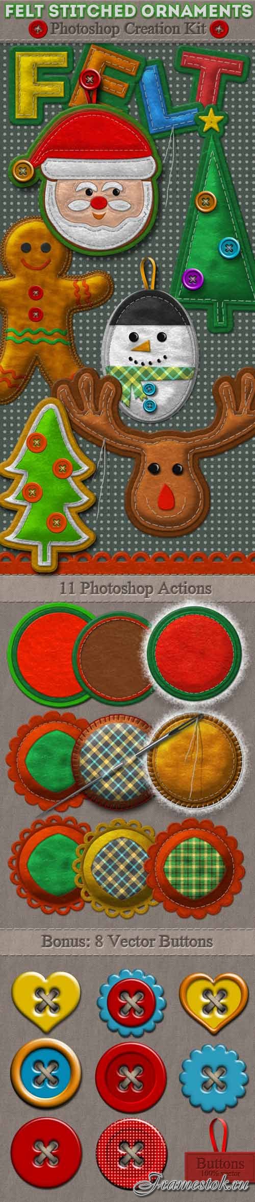 Graphicriver - Felt Stitched Ornaments Photoshop Creation Kit 9693079