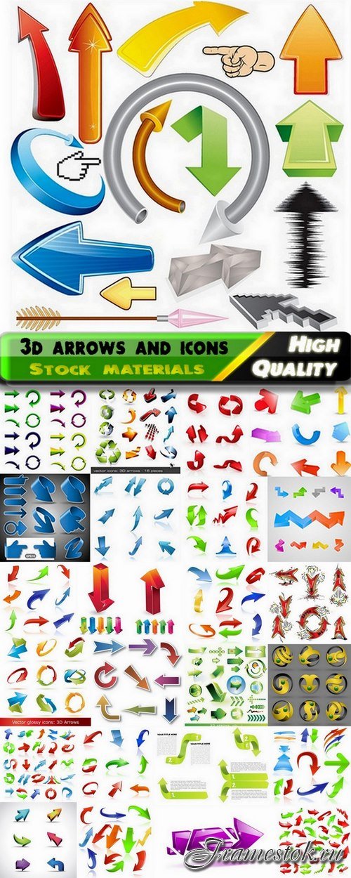 Detailed 3d arrows and icons in vector from stock - 25 Eps