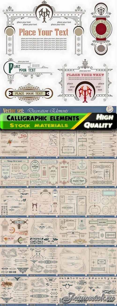 Calligraphic design elements for page decorations #24 - 25 Eps