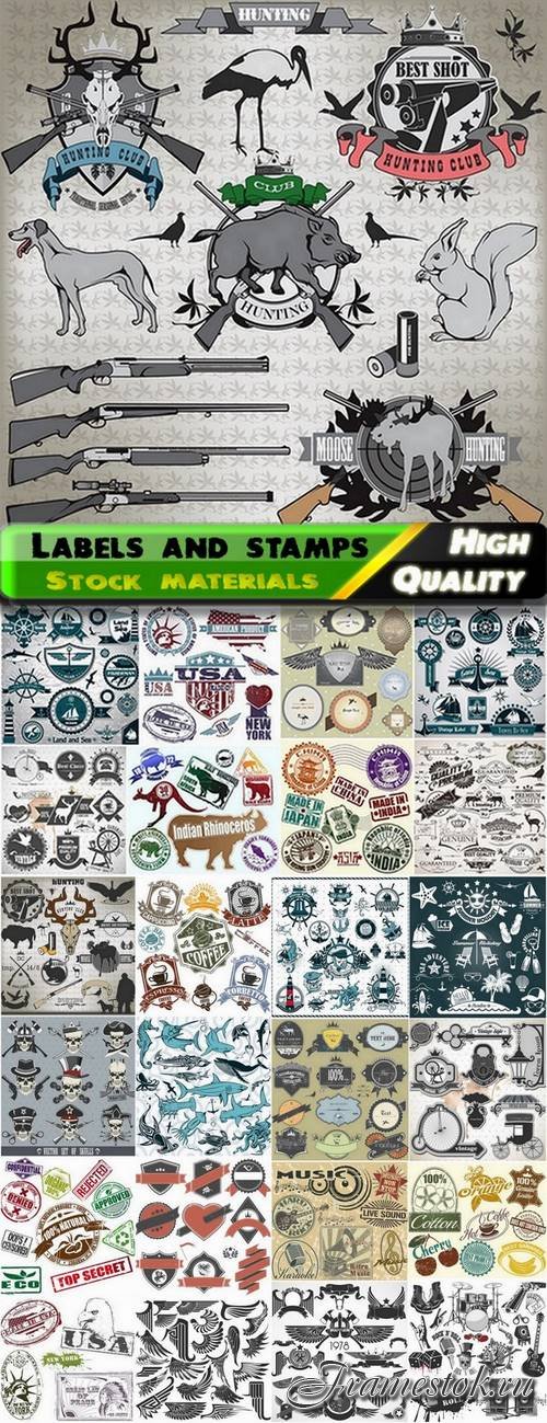 Set of labels stamps and different symbols - 25 Eps