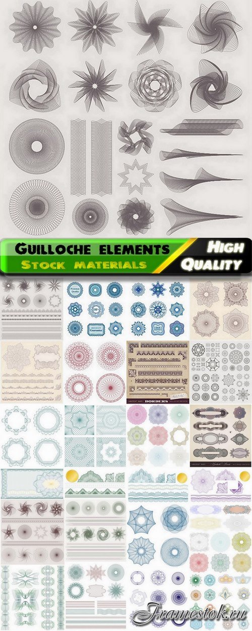 Guilloche vector elements from stock - 25 Eps