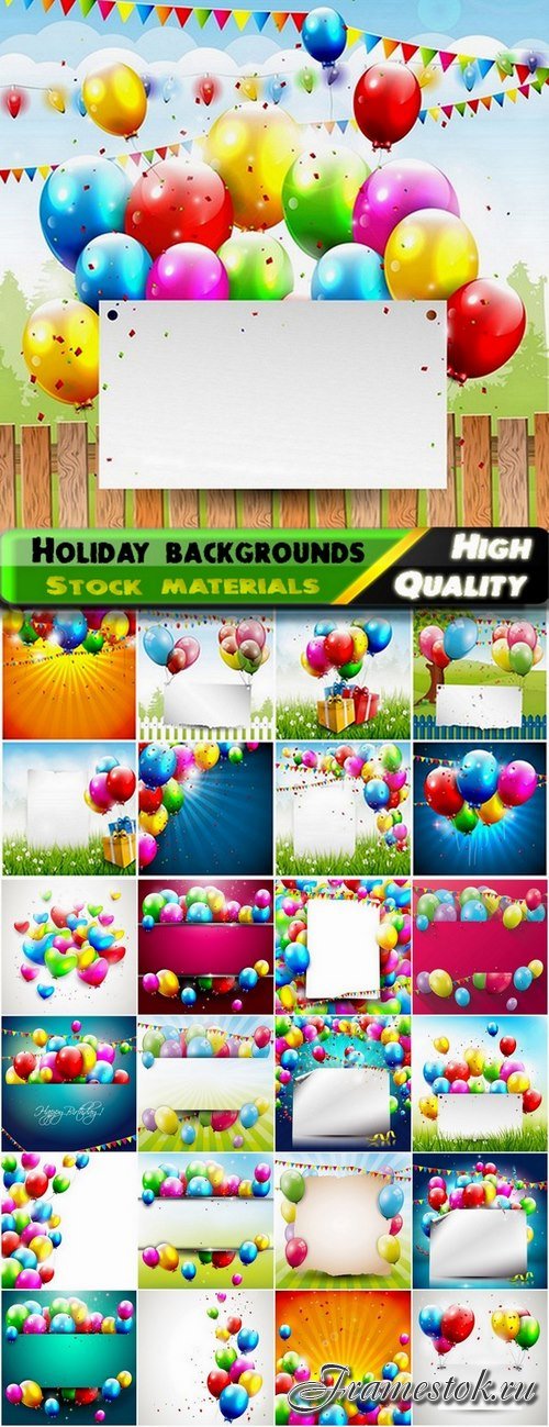 Holiday backgrounds with balloons and confetti 2 - 25 Eps