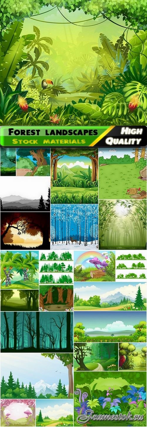 Beautiful vector forest landscapes - 25 Eps