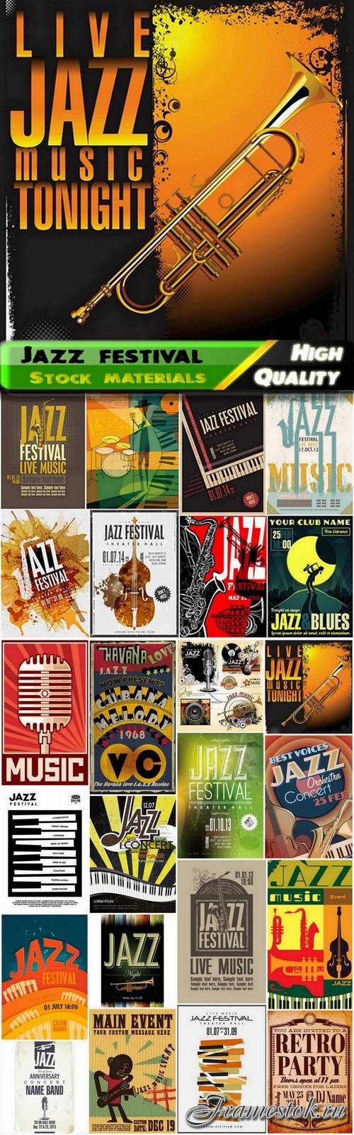 Retro posters for Jazz festival with musical theme - 25 Eps