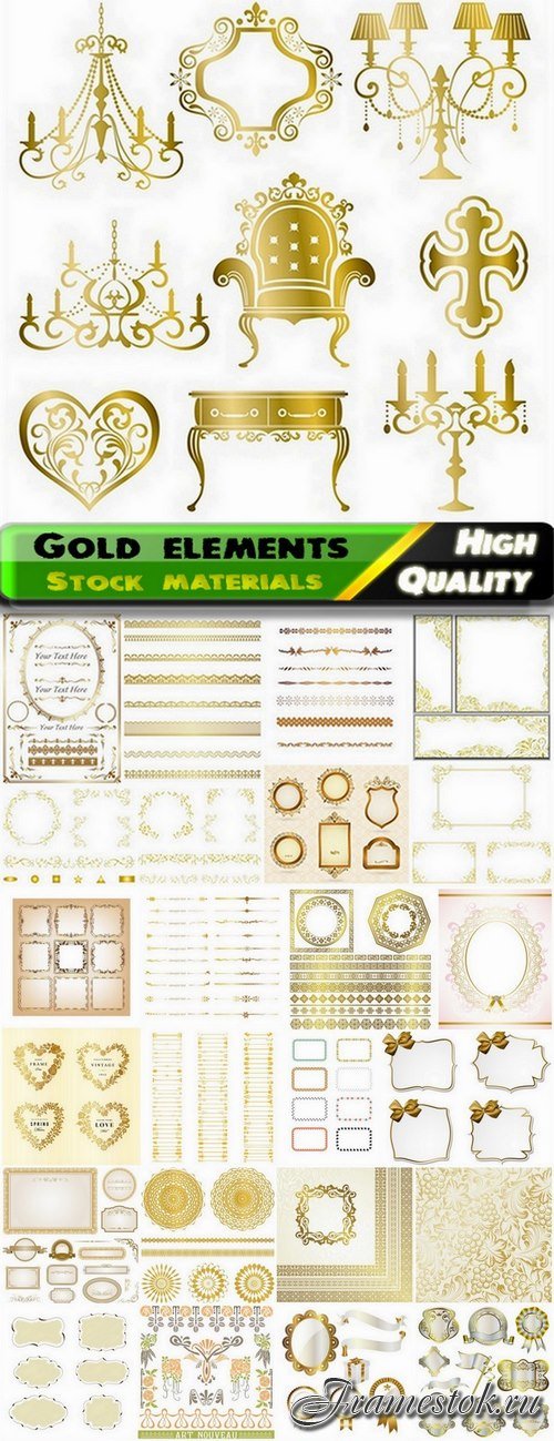 Gold elements for page decoration - 25 Eps
