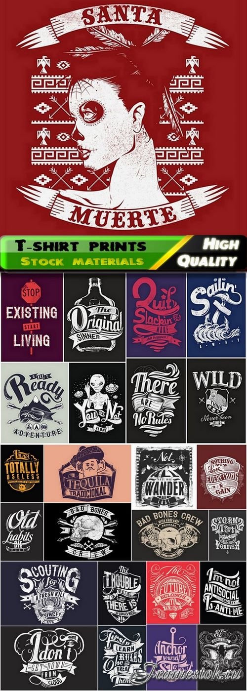 T-shirt prints design in vector from stock #48 - 25 Eps