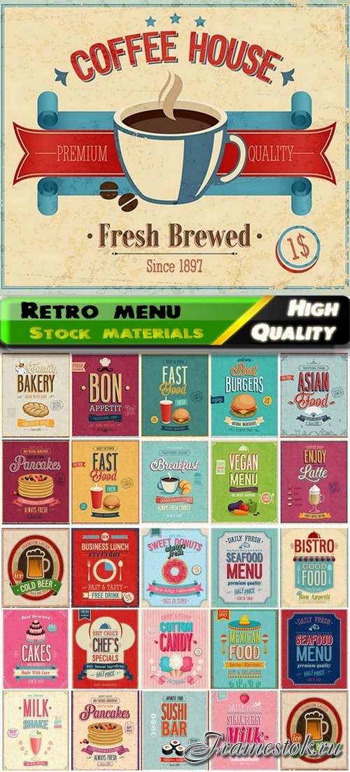 Retro menu template for cafe or restaurant - 25 Eps