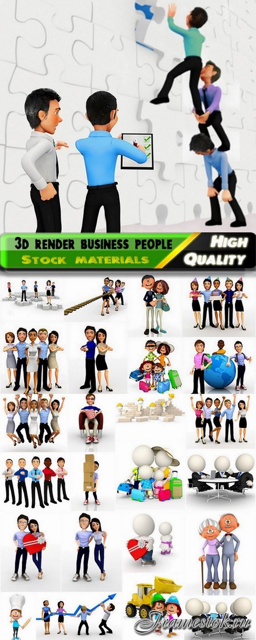 3d render business people and family - 25 HQ Jpg