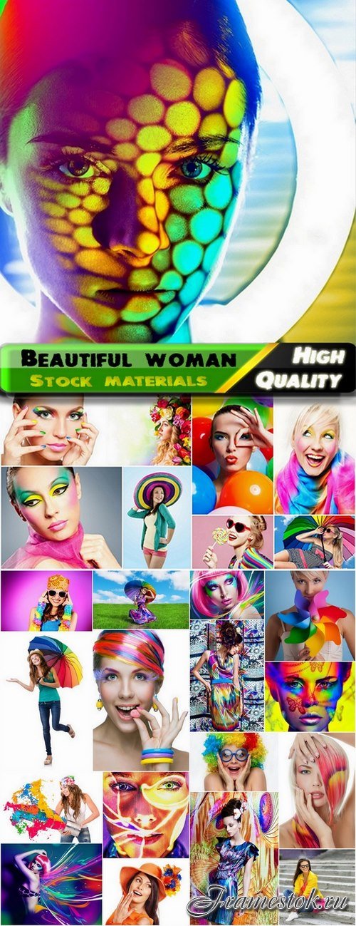Beautiful woman with colorful makeup and clothes elements - 25 HQ Jpg