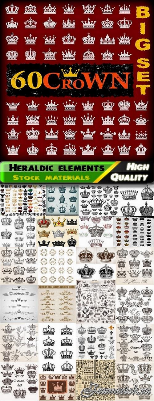 Heraldic elements and crowns for page decoration - 25 Eps