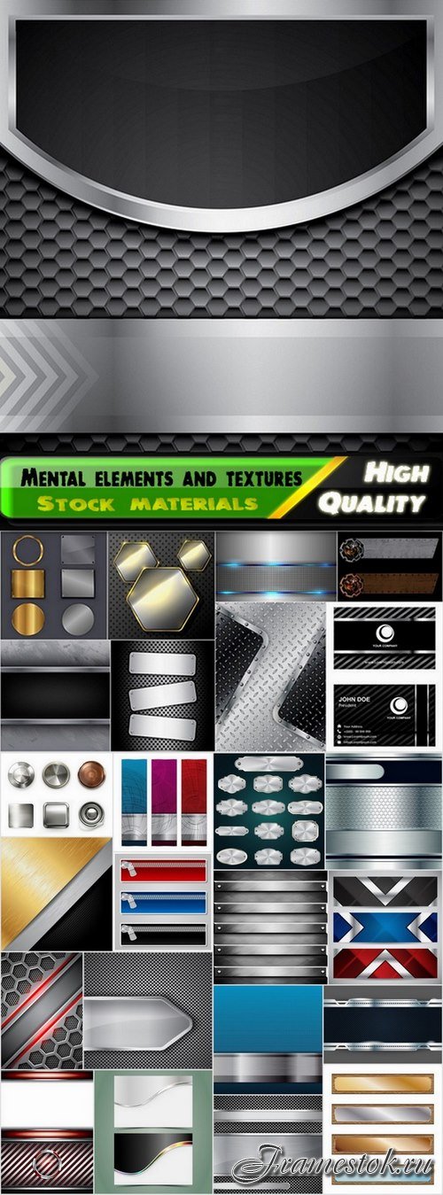 Metal elements and backgrounds with textures - 25 Eps