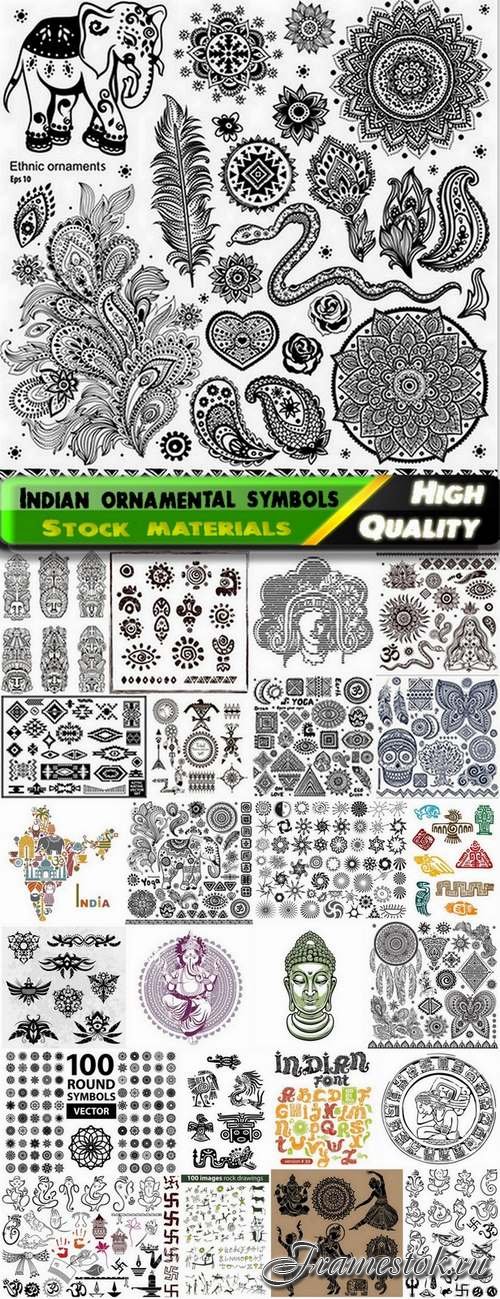 Indian ornamental symbols and signs - 25 Eps