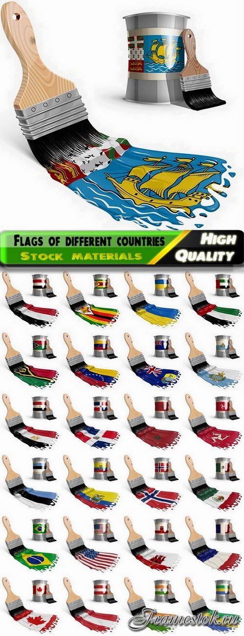 Flags of different countries painted with paint - 25 Eps