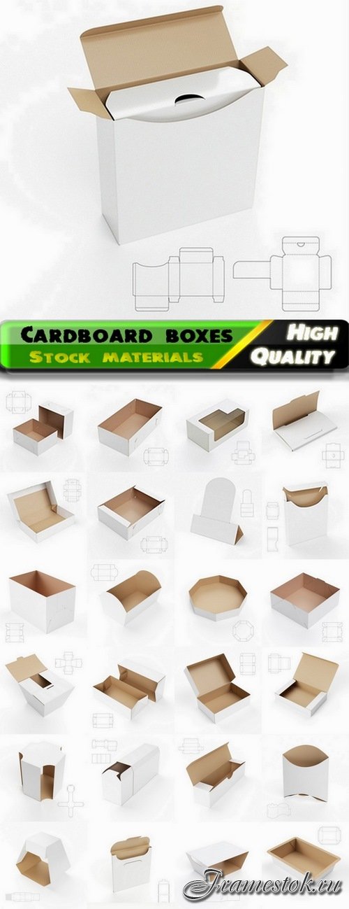 Design of cardboard boxes with drawings for cutting - 25 HQ Jpg
