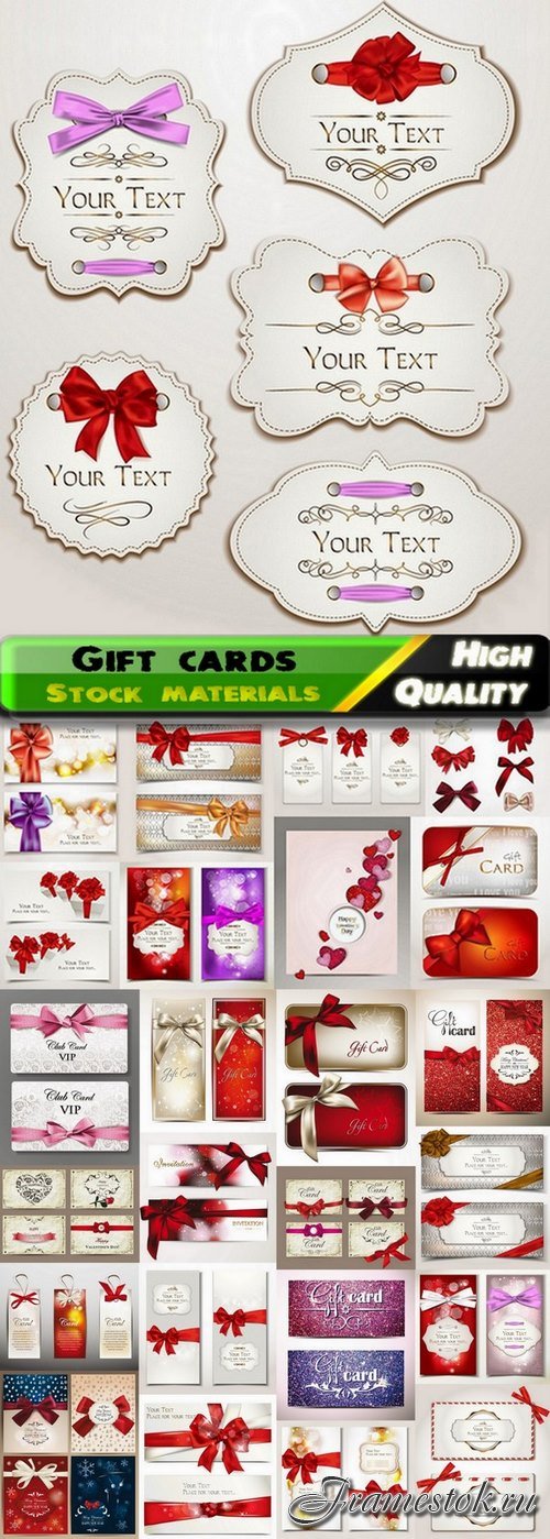 Gift cards with festive bows and ribbons - 25 Eps